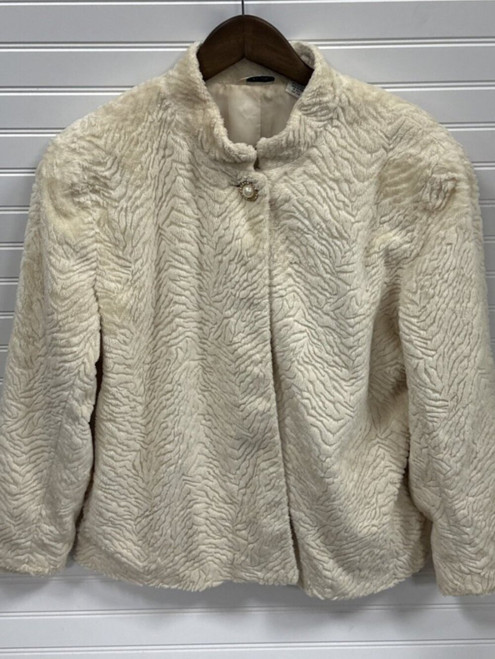Vintage Laura Ashley Pearl Plush Formal Short Coat - Sz L